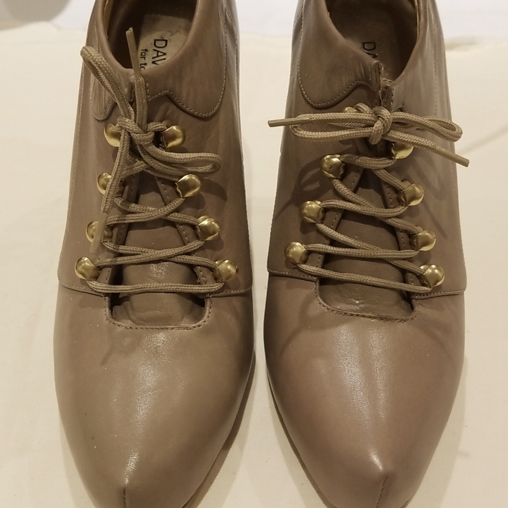 DAVID dixon for town shoes with a laced up gold button inside 100% leather